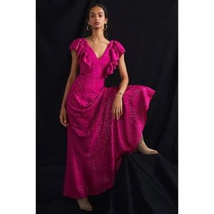 Anthropologie Ruffled Open-Back Maxi Dress